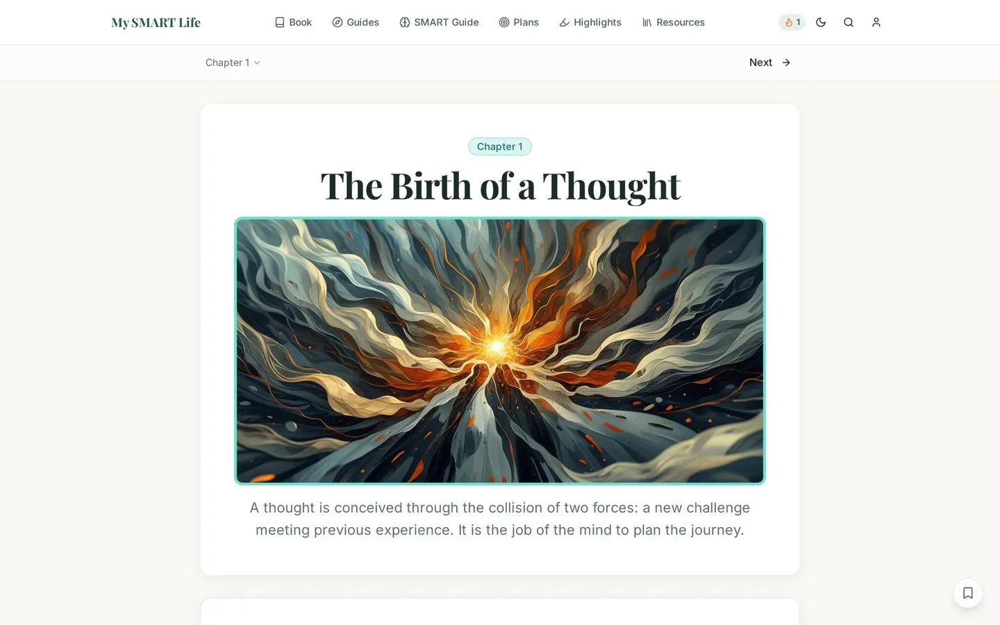 My SMART Life – chapter reader screen