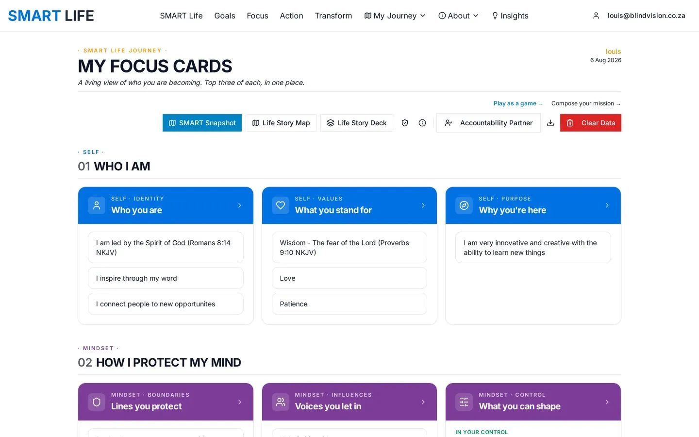 SMART Life App – focus cards screen