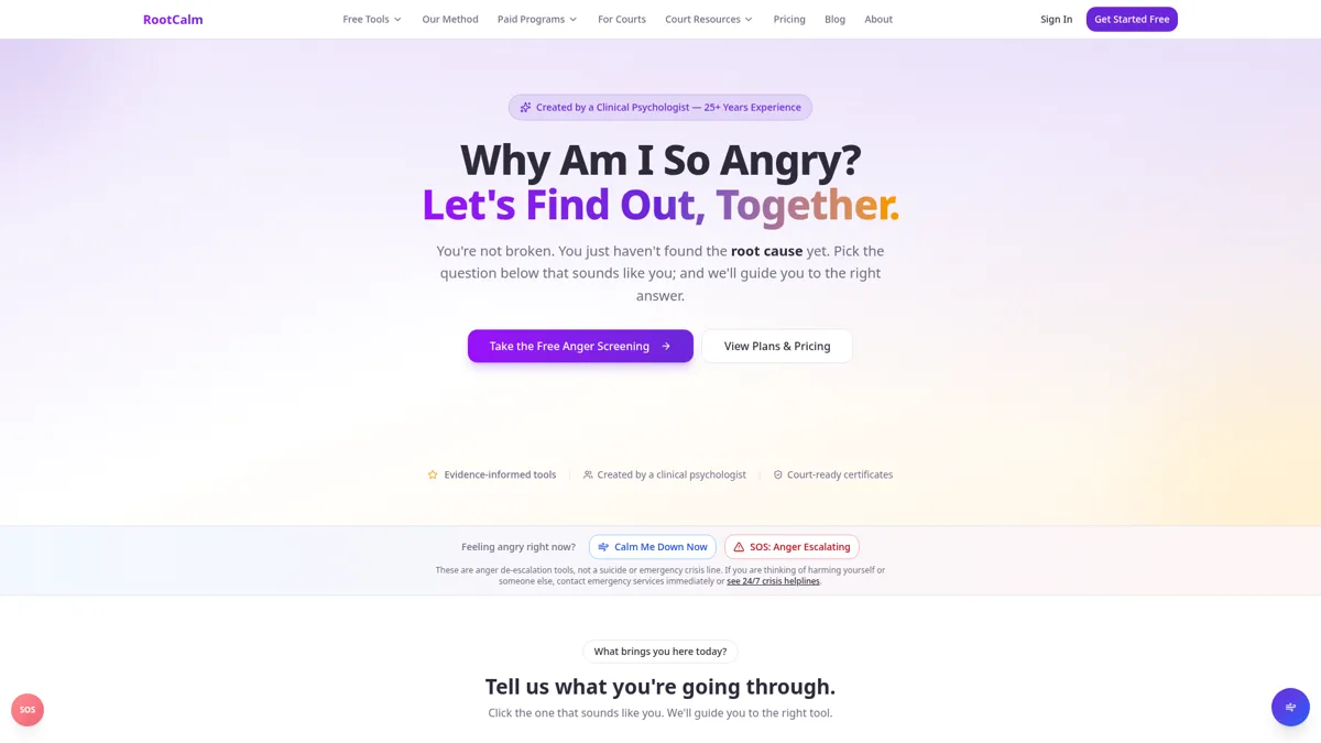 Free Anger Screening on RootCalm – RootCalm platform preview